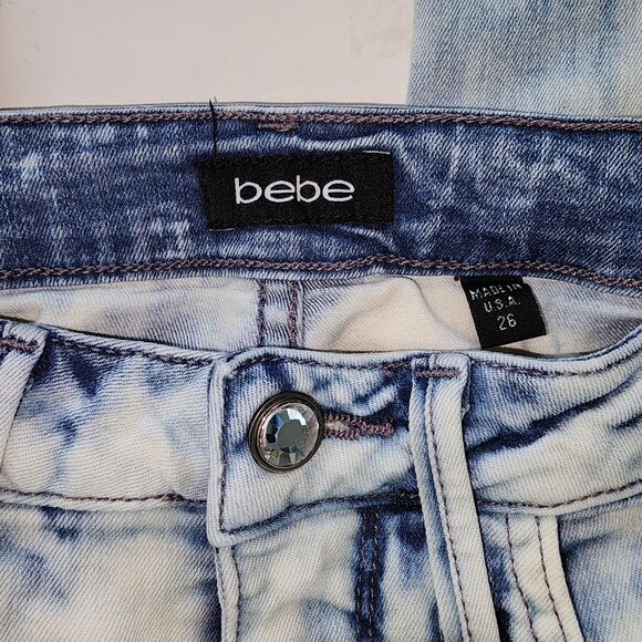 BEBE Acid Washed Skinny Jeans Sz 26 - Picture 5 of 7